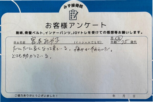 痛みが和らいだ